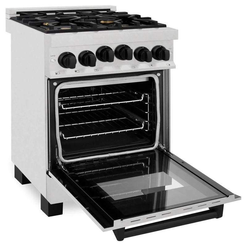 ZLINE 24" Autograph Gas Range Gas, DuraSnow, RGSZ-SN-24-MB by Farmhouse Kitchen and Bath