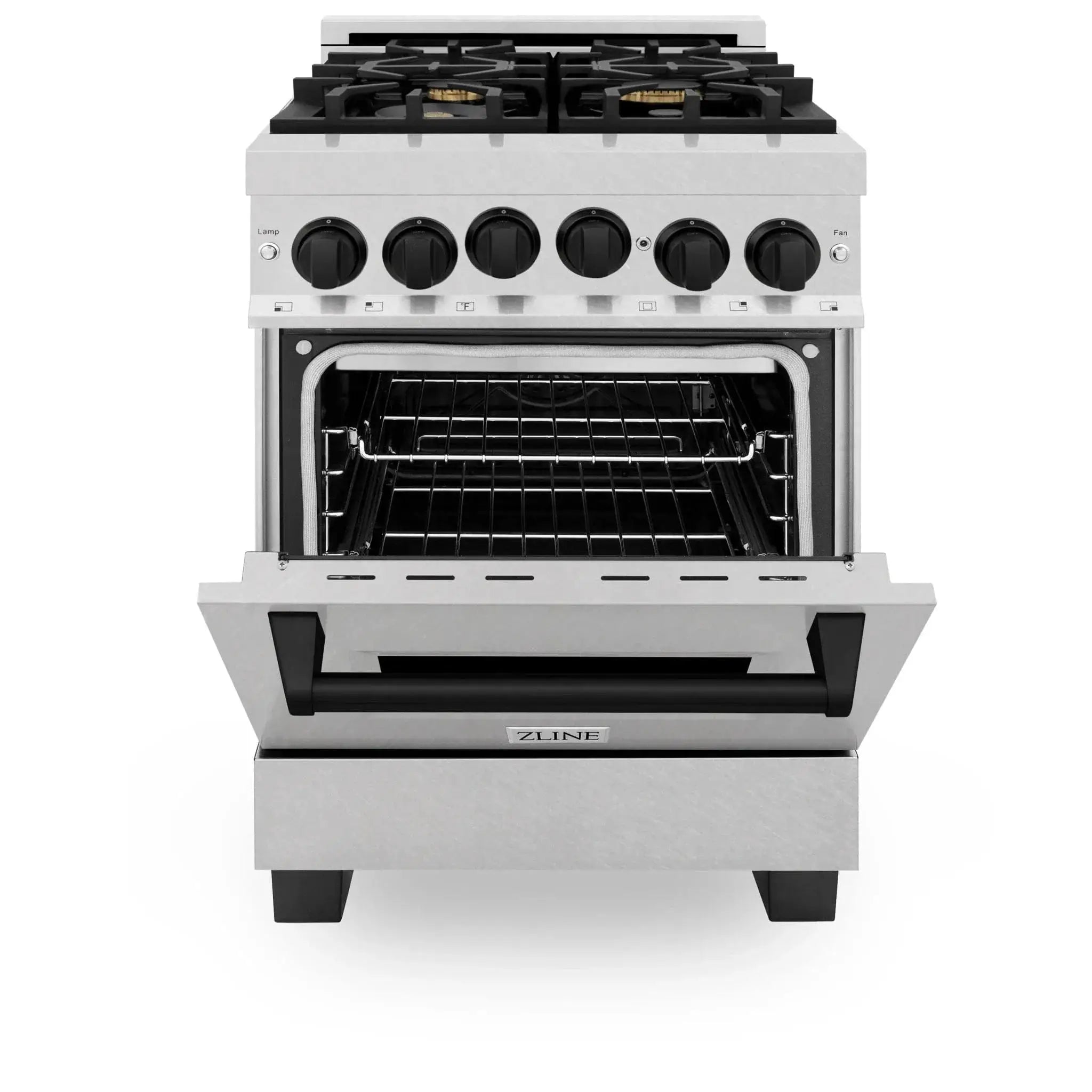 ZLINE 24" Autograph Gas Range Gas, DuraSnow, RGSZ-SN-24-MB by Farmhouse Kitchen and Bath