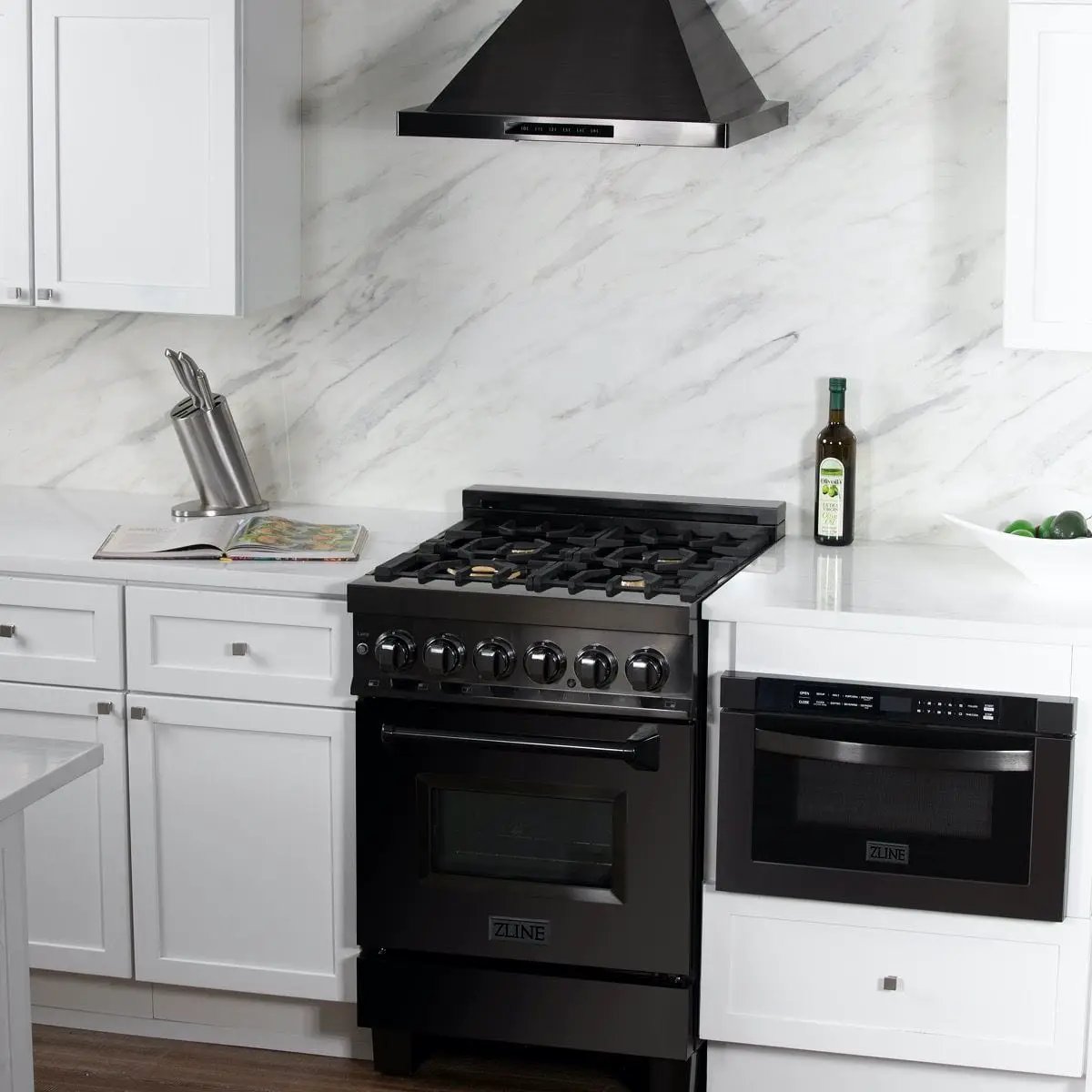 ZLINE 24" Black Stainless, Gas Brass Burner, Electric Range, RAB-BR-24 by Farmhouse Kitchen and Bath