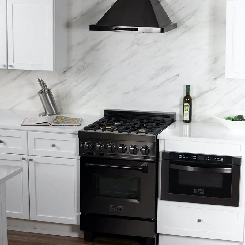 ZLINE 24" Black Stainless, Gas Brass Burner, Electric Range, RAB-BR-24 by Farmhouse Kitchen and Bath