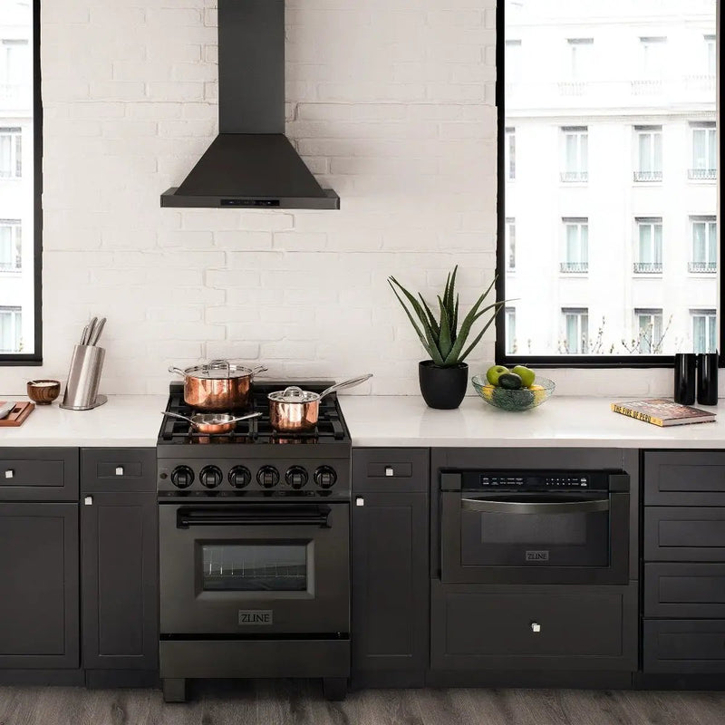 ZLINE 24" Black Stainless, Gas Brass Burner, Electric Range, RAB-BR-24 by Farmhouse Kitchen and Bath