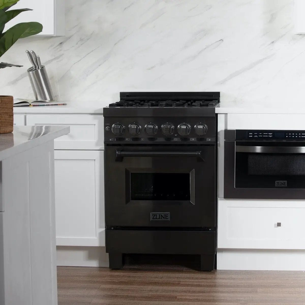 ZLINE 24" Black Stainless, Gas Brass Burner, Electric Range, RAB-BR-24 by Farmhouse Kitchen and Bath