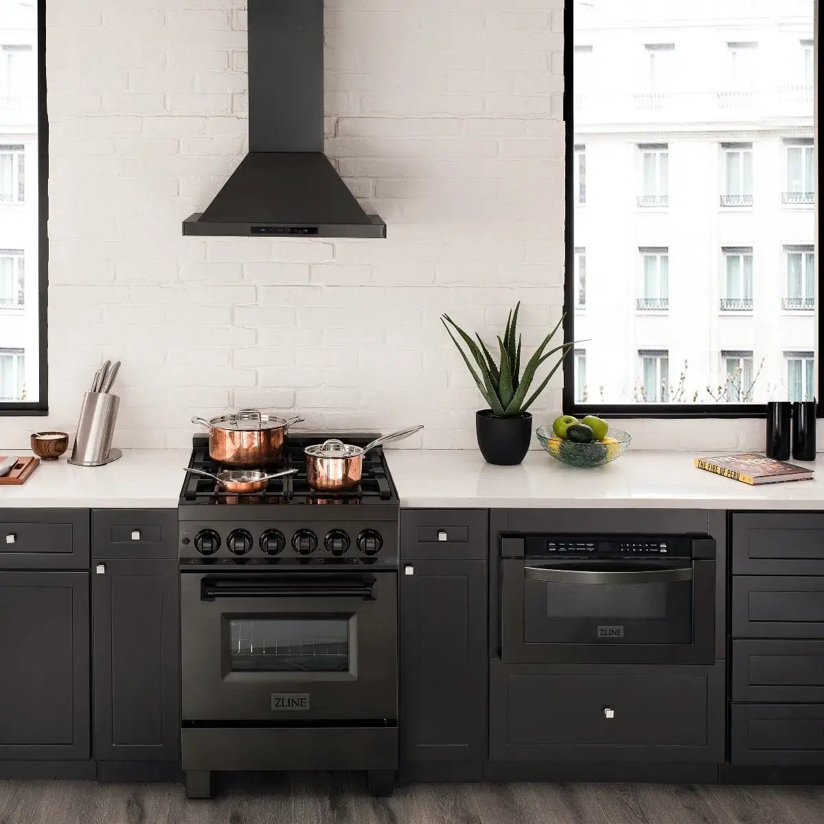 ZLINE 24" Black Stainless, Gas Burner, Electric Oven Range, RAB-24 by Farmhouse Kitchen and Bath