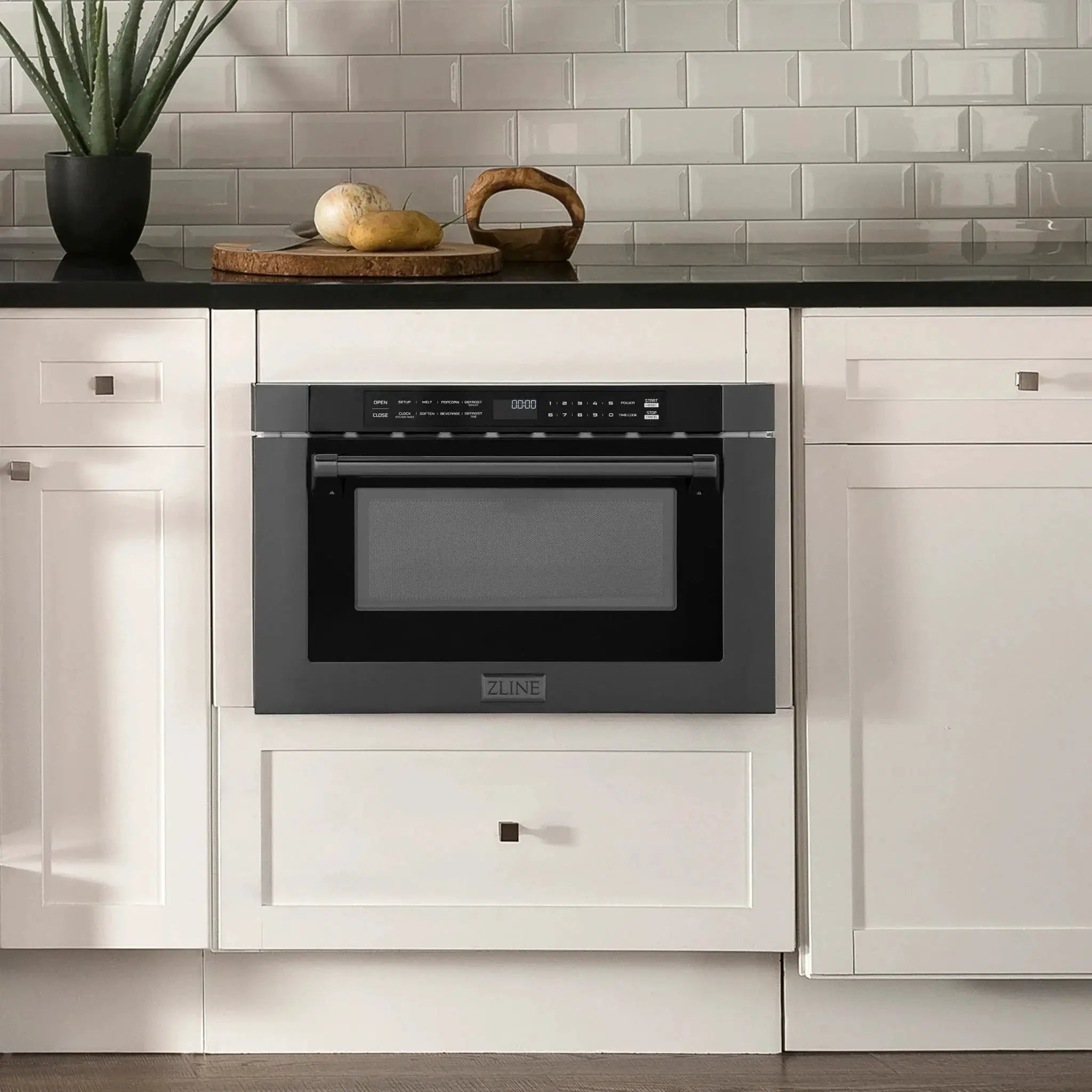 ZLINE 24" Built-in Microwave Drawer, Black Stainless Steel, MWD-1-BS-H by Farmhouse Kitchen and Bath