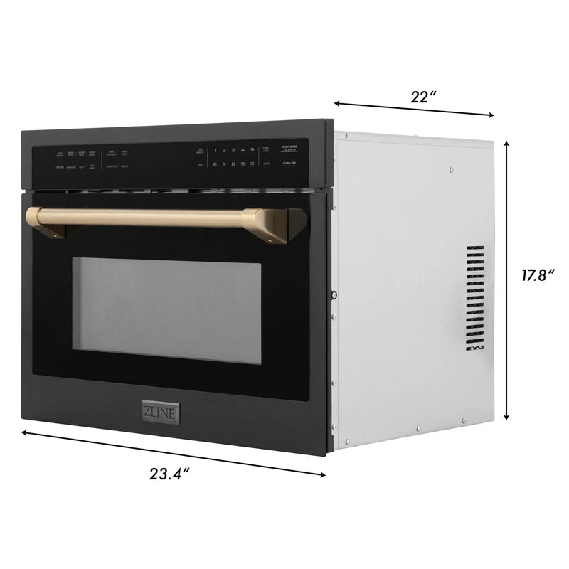 ZLINE 24" Convection Microwave, Black Stainless, Bronze MWOZ-24-BS-CB by Farmhouse Kitchen and Bath