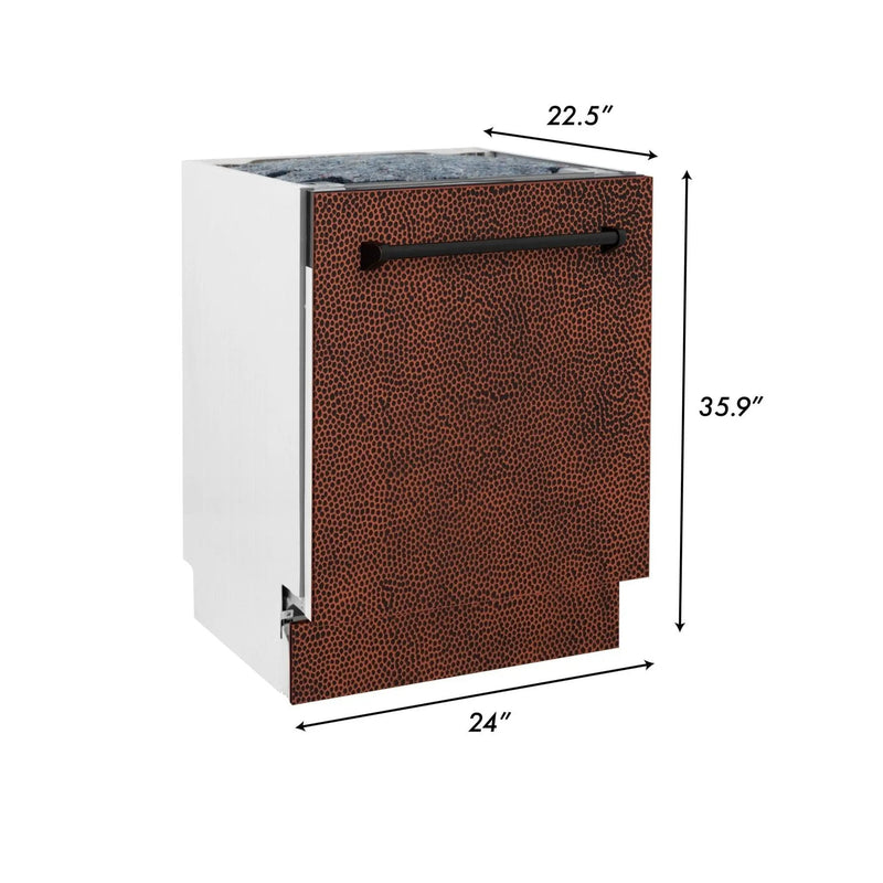 ZLINE 24" Dishwasher, Hammered Copper panel, Stainless Tub, DWV-HH-24 by Farmhouse Kitchen and Bath