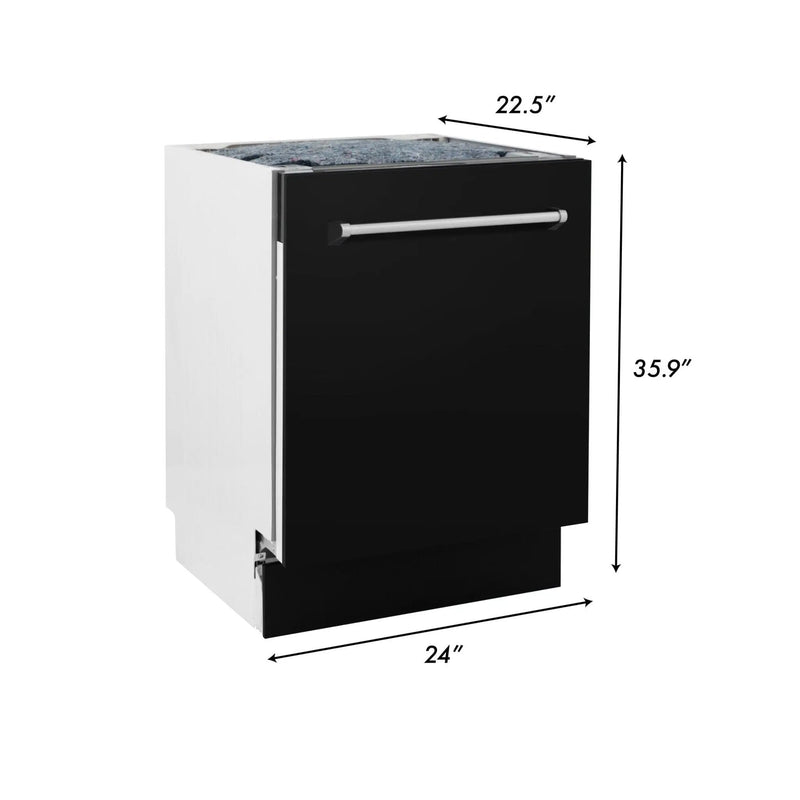 ZLINE 24" Dishwasher in Black Matte panel, Stainless Tub, DWV-BLM-24 by Farmhouse Kitchen and Bath