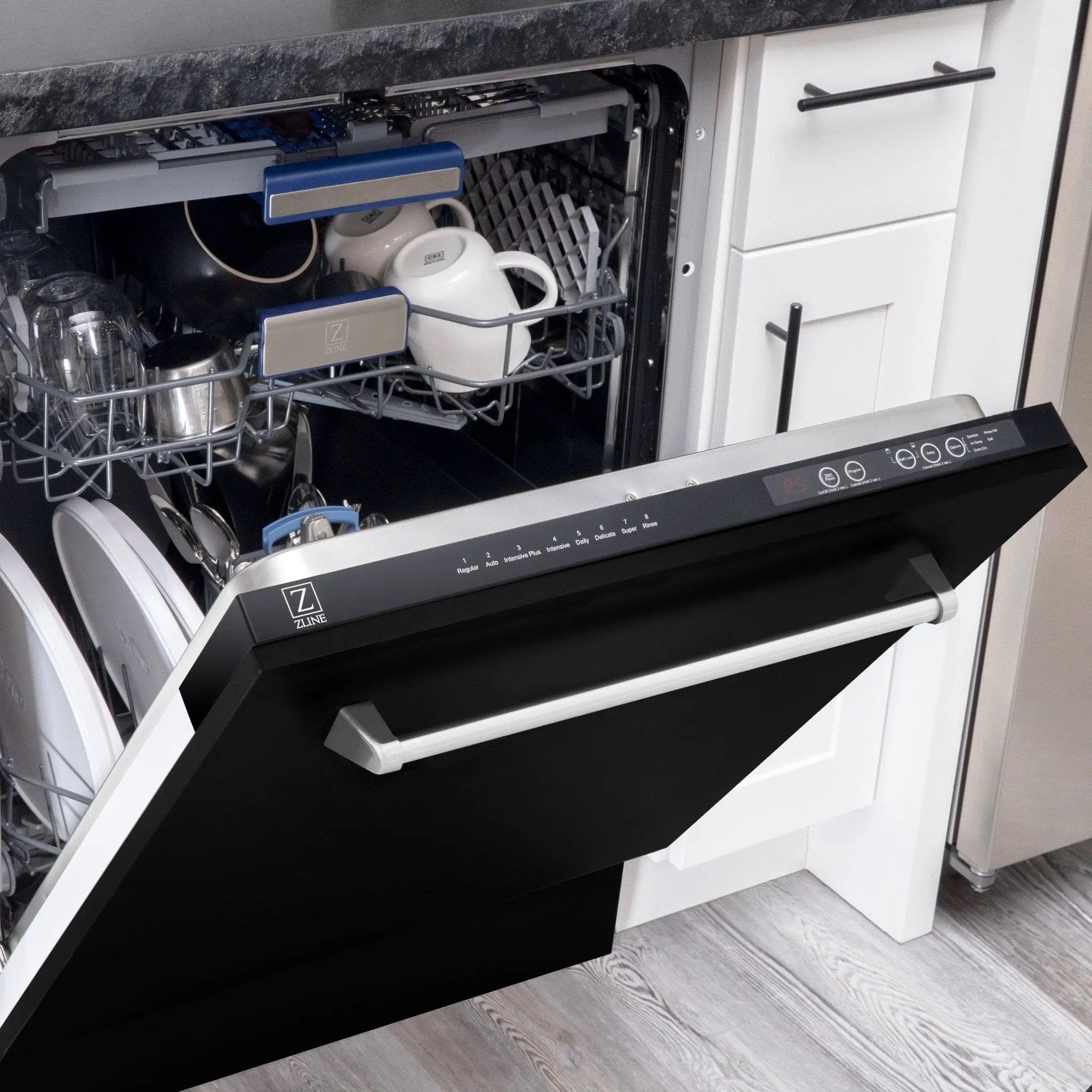 ZLINE 24" Dishwasher in Black Matte panel, Stainless Tub, DWV-BLM-24 by Farmhouse Kitchen and Bath