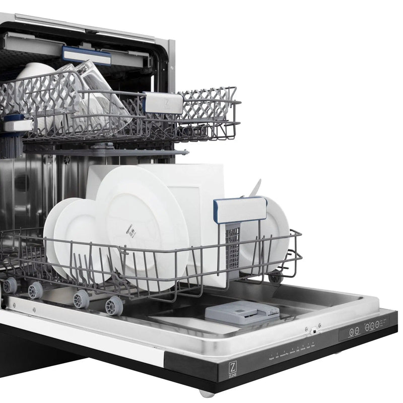 ZLINE 24" Dishwasher in Black Matte panel, Stainless Tub, DWV-BLM-24 by Farmhouse Kitchen and Bath