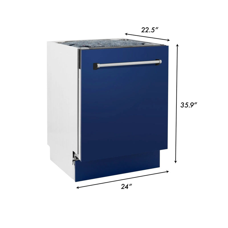 ZLINE 24" Dishwasher in Blue gloss panel, Stainless Tub, DWV-BG-24 by Farmhouse Kitchen and Bath