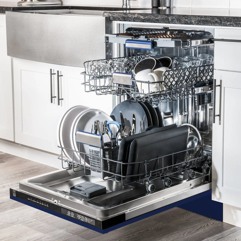 ZLINE 24" Dishwasher in Blue gloss panel, Stainless Tub, DWV-BG-24 by Farmhouse Kitchen and Bath