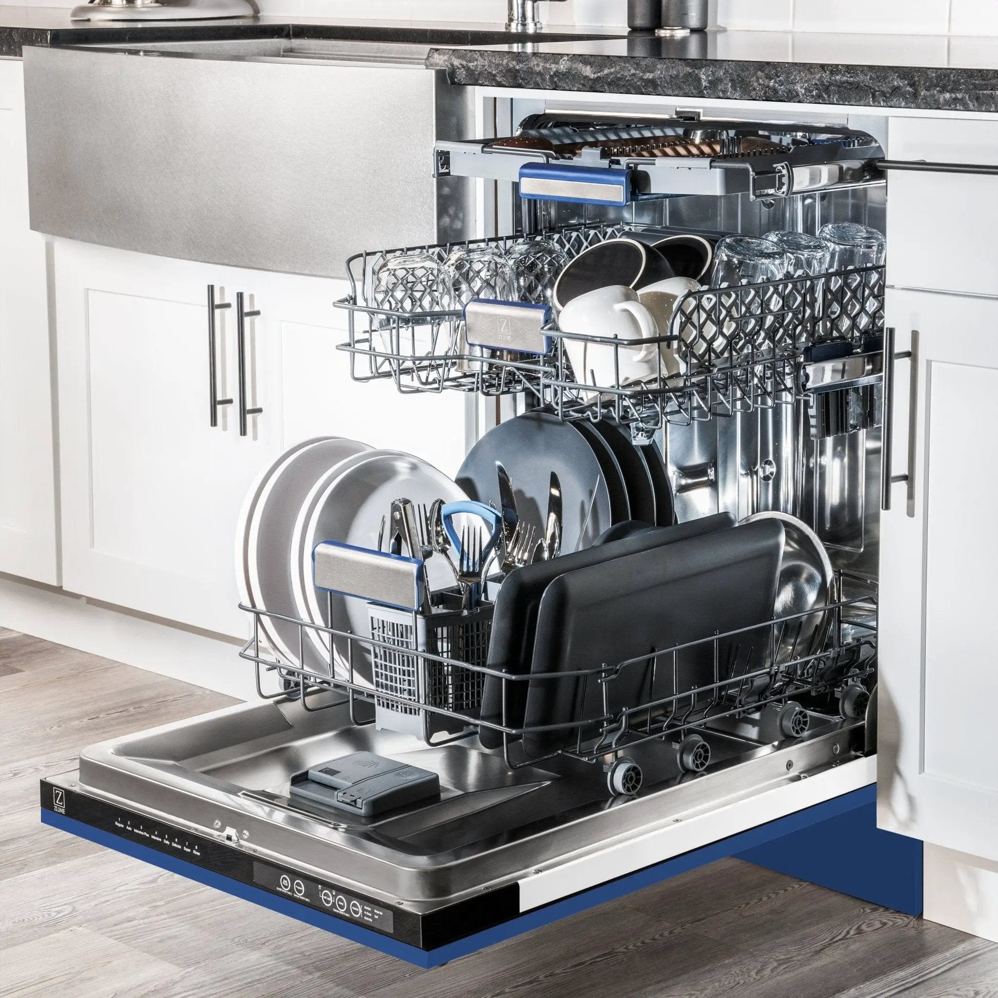 ZLINE 24" Dishwasher in Blue Matte panel, Stainless Tub, DWV-BM-24 by Farmhouse Kitchen and Bath