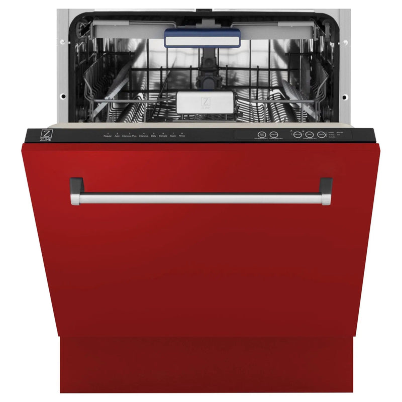 ZLINE 24" Dishwasher in Red Matt panel, Stainless Tub, DWV-RM-24 by Farmhouse Kitchen and Bath