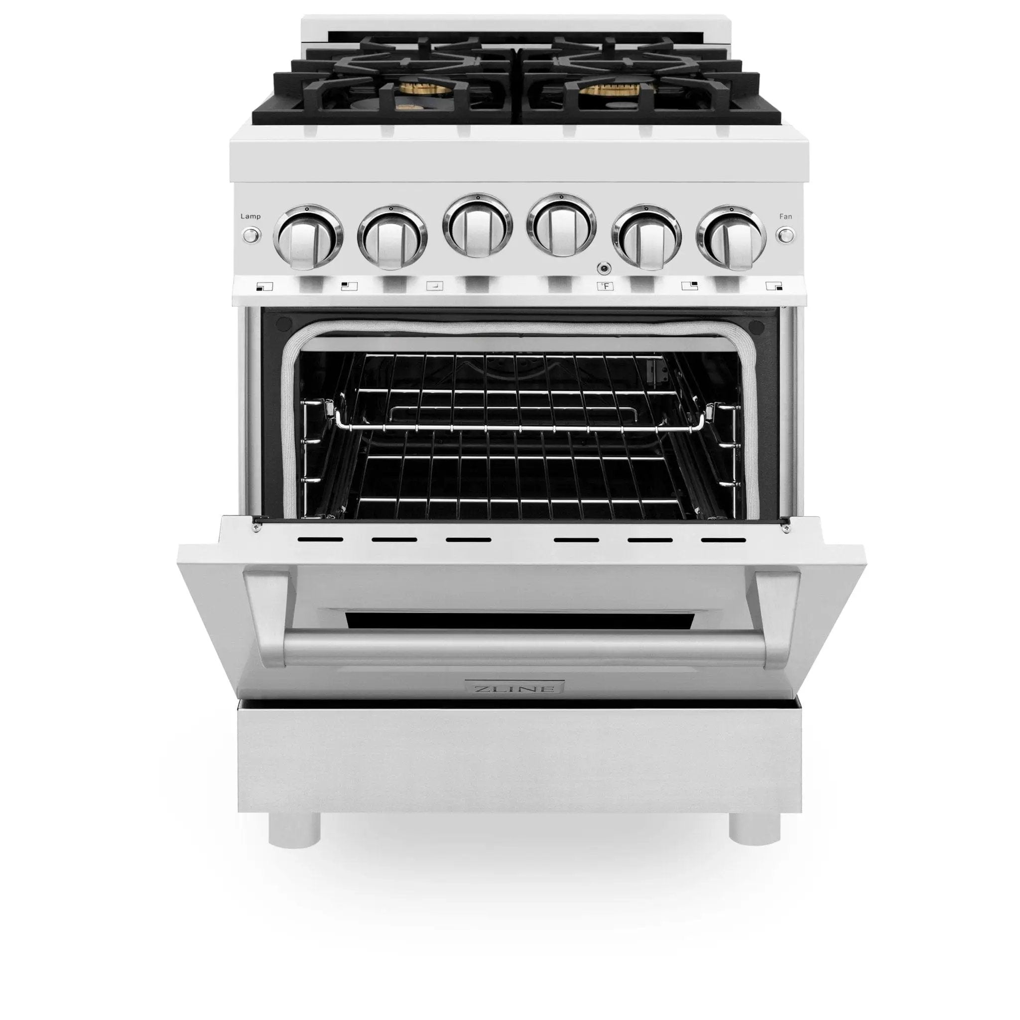 ZLINE 24" Gas On Gas Range, Stainless Steel, Brass Burners, RG-BR-24 by Farmhouse Kitchen and Bath