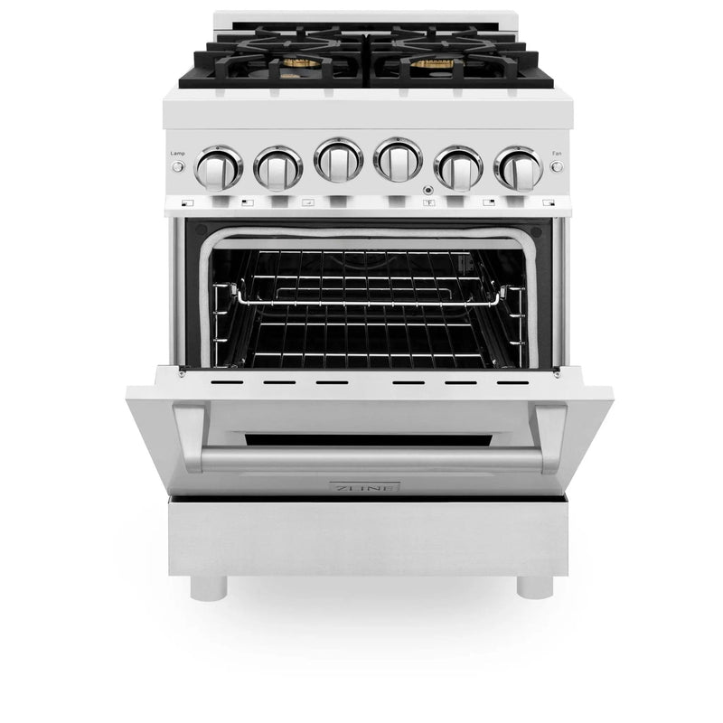 ZLINE 24" Gas On Gas Range, Stainless Steel, Brass Burners, RG-BR-24 by Farmhouse Kitchen and Bath