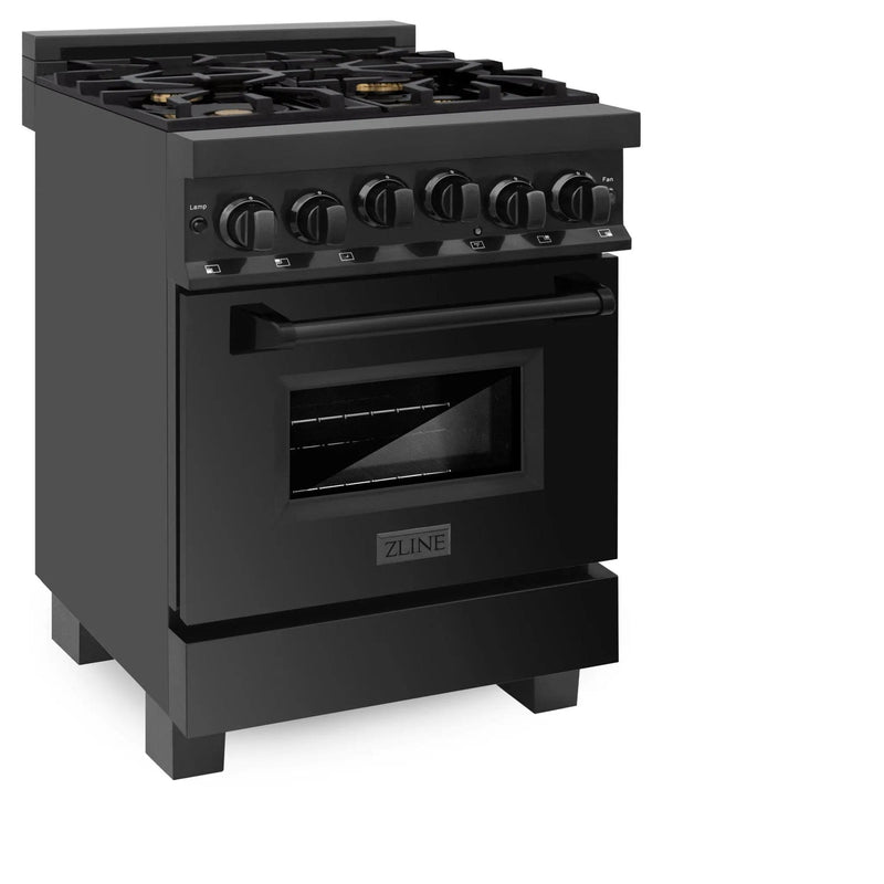 ZLINE 24" Gas Range, Black Stainless Steel, RGB-24 by Farmhouse Kitchen and Bath