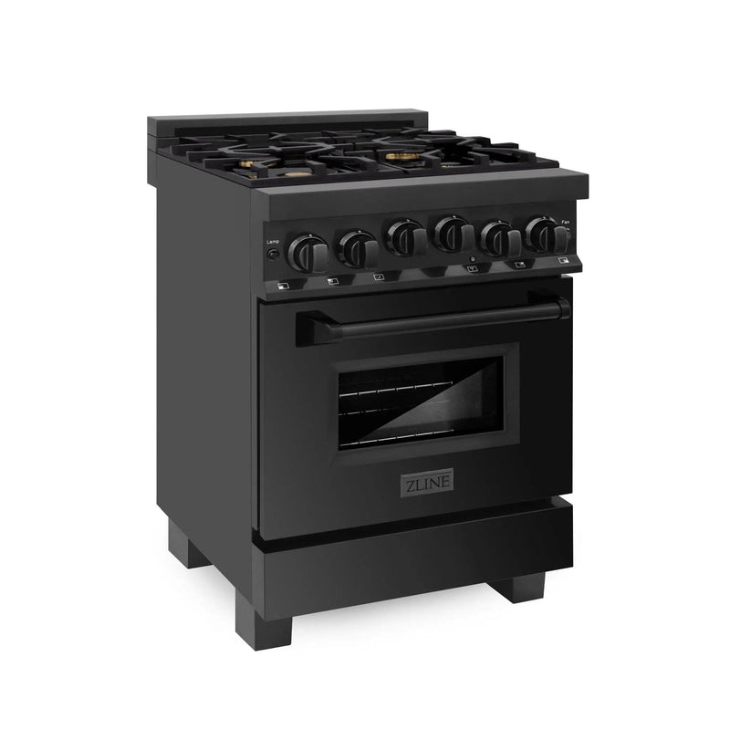 ZLINE 24" Gas Range, Black Stainless Steel, RGB-24 by Farmhouse Kitchen and Bath
