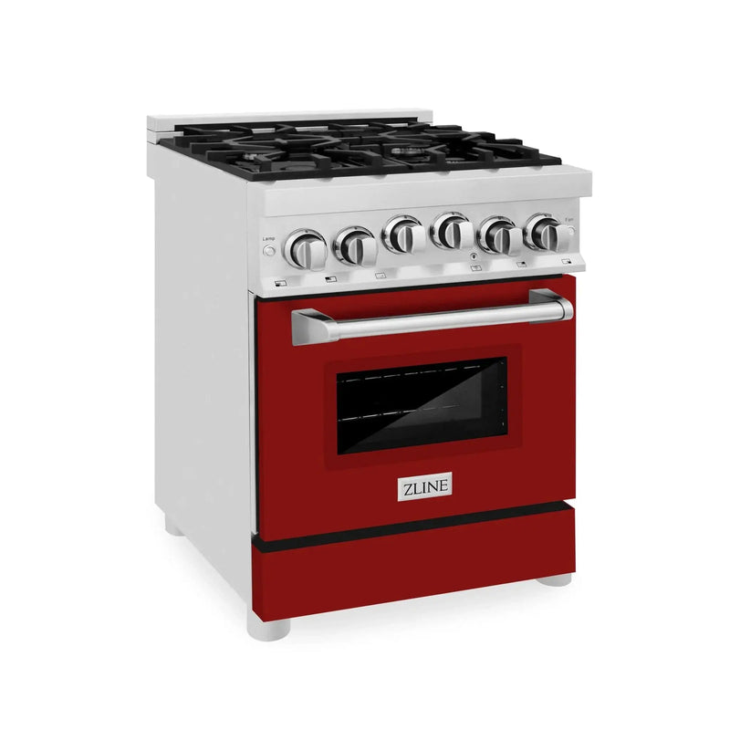 ZLINE 24" Gas Range with Red Gloss door, RG-RG-24 by Farmhouse Kitchen and Bath