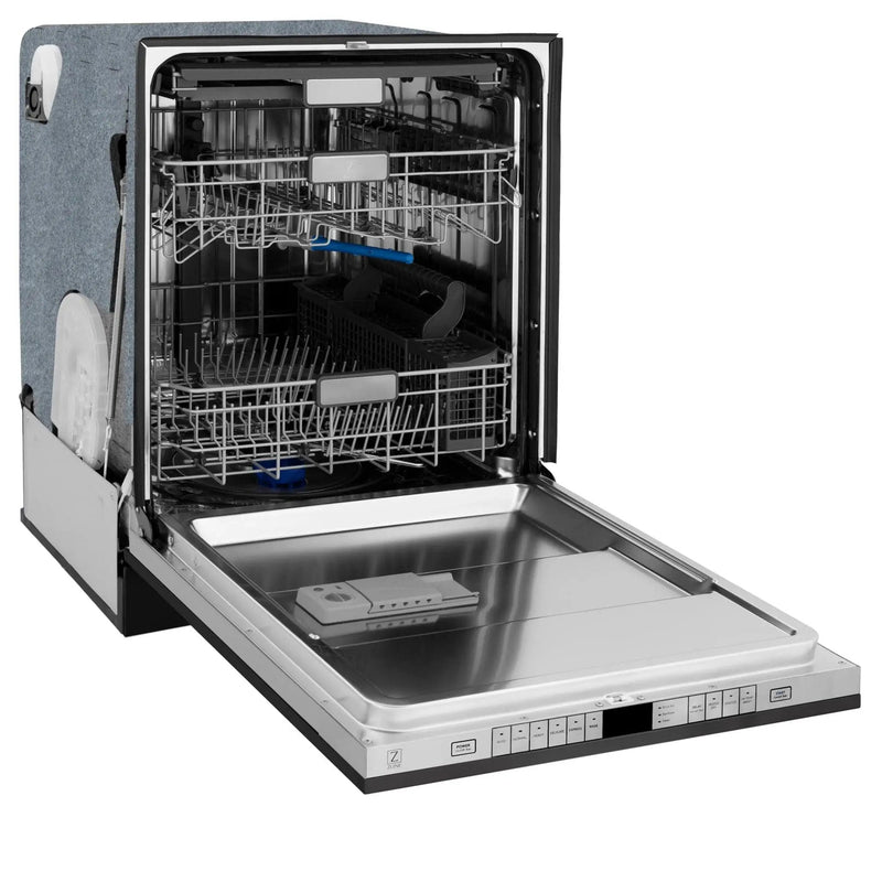 ZLINE 24 in. Panel-Included Monument Series 3rd Rack Top Touch Control Dishwasher with Color Options and Stainless Steel Tub DWMT-BS-24 by Farmhouse Kitchen and Bath