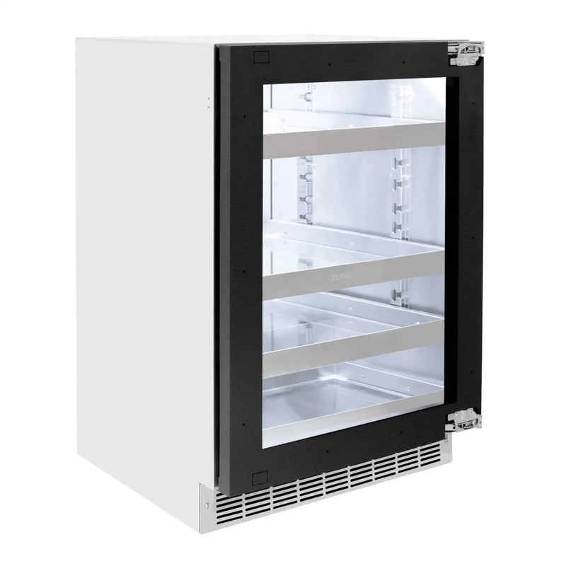 ZLINE 24 in. Touchstone 151 Can Beverage Fridge With Panel Ready Glass Door RBSPO-24 by Farmhouse Kitchen and Bath