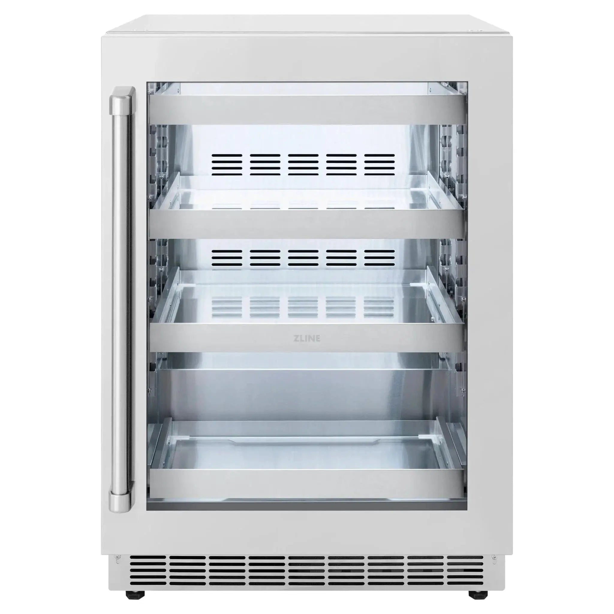 ZLINE 24 in. Touchstone 151 Can Beverage Fridge With Stainless Steel Glass Door RBSO-GS-24 by Farmhouse Kitchen and Bath