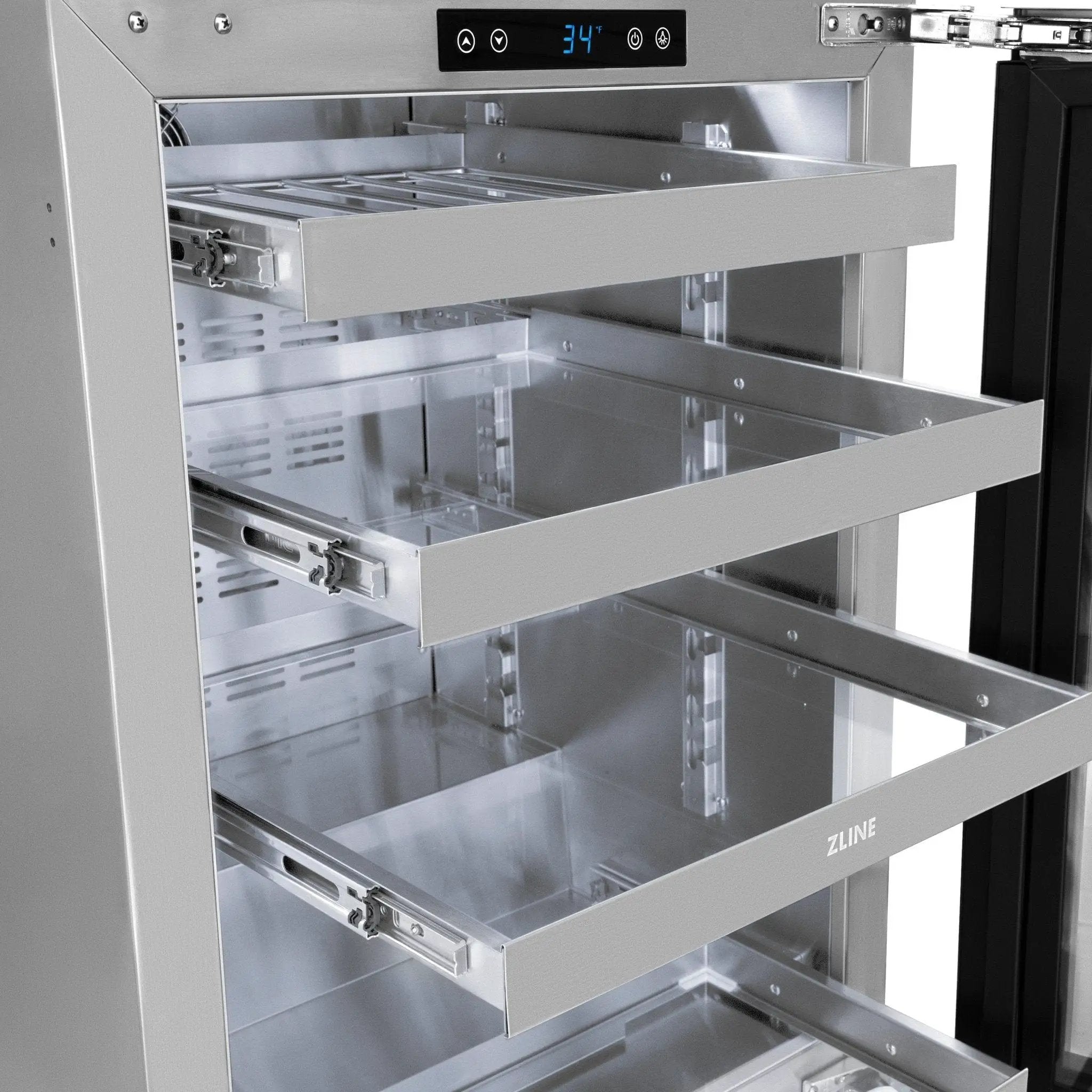 ZLINE 24 in. Touchstone 151 Can Beverage Fridge With Stainless Steel Glass Door RBSO-GS-24 by Farmhouse Kitchen and Bath