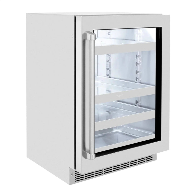 ZLINE 24 in. Touchstone 151 Can Beverage Fridge With Stainless Steel Glass Door RBSO-GS-24 by Farmhouse Kitchen and Bath