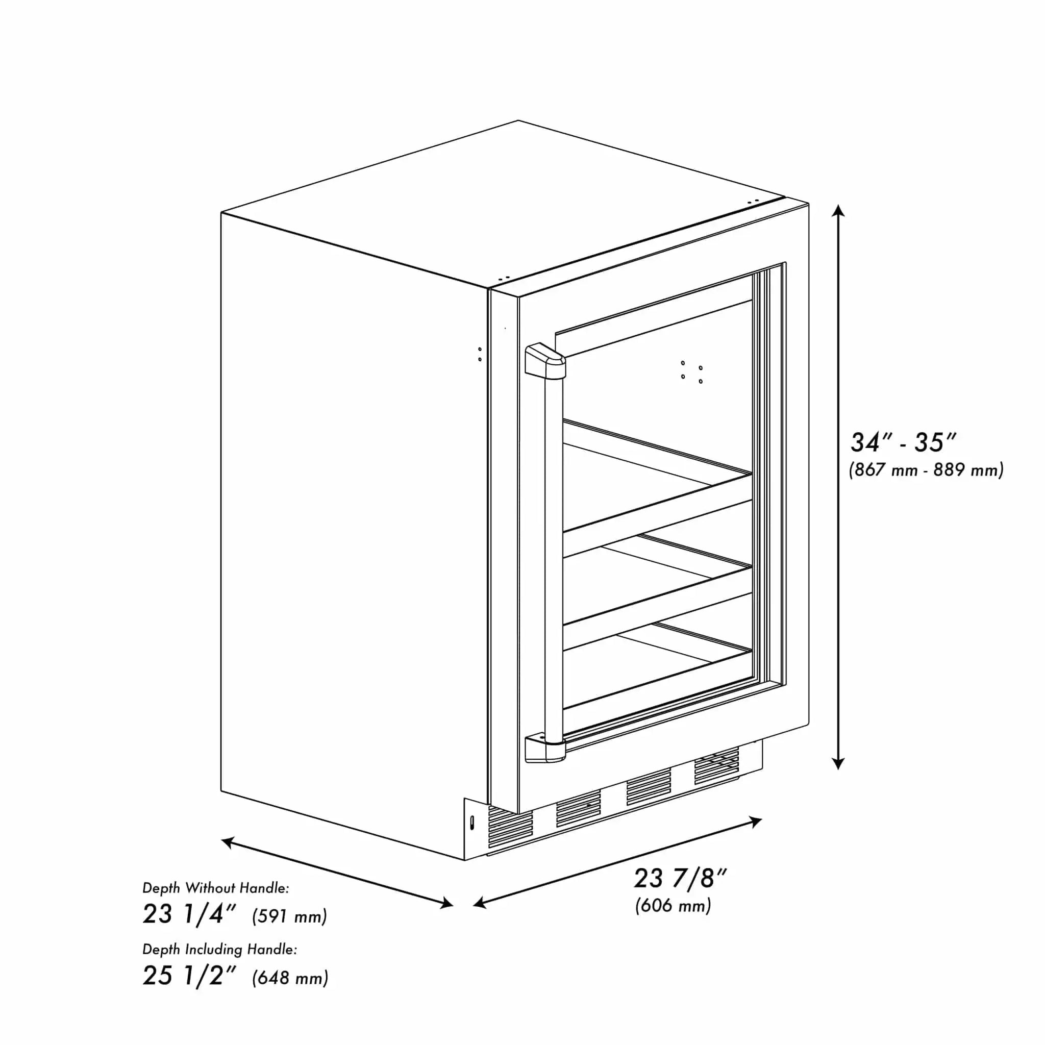 ZLINE 24 in. Touchstone 151 Can Beverage Fridge With Stainless Steel Glass Door RBSO-GS-24 by Farmhouse Kitchen and Bath