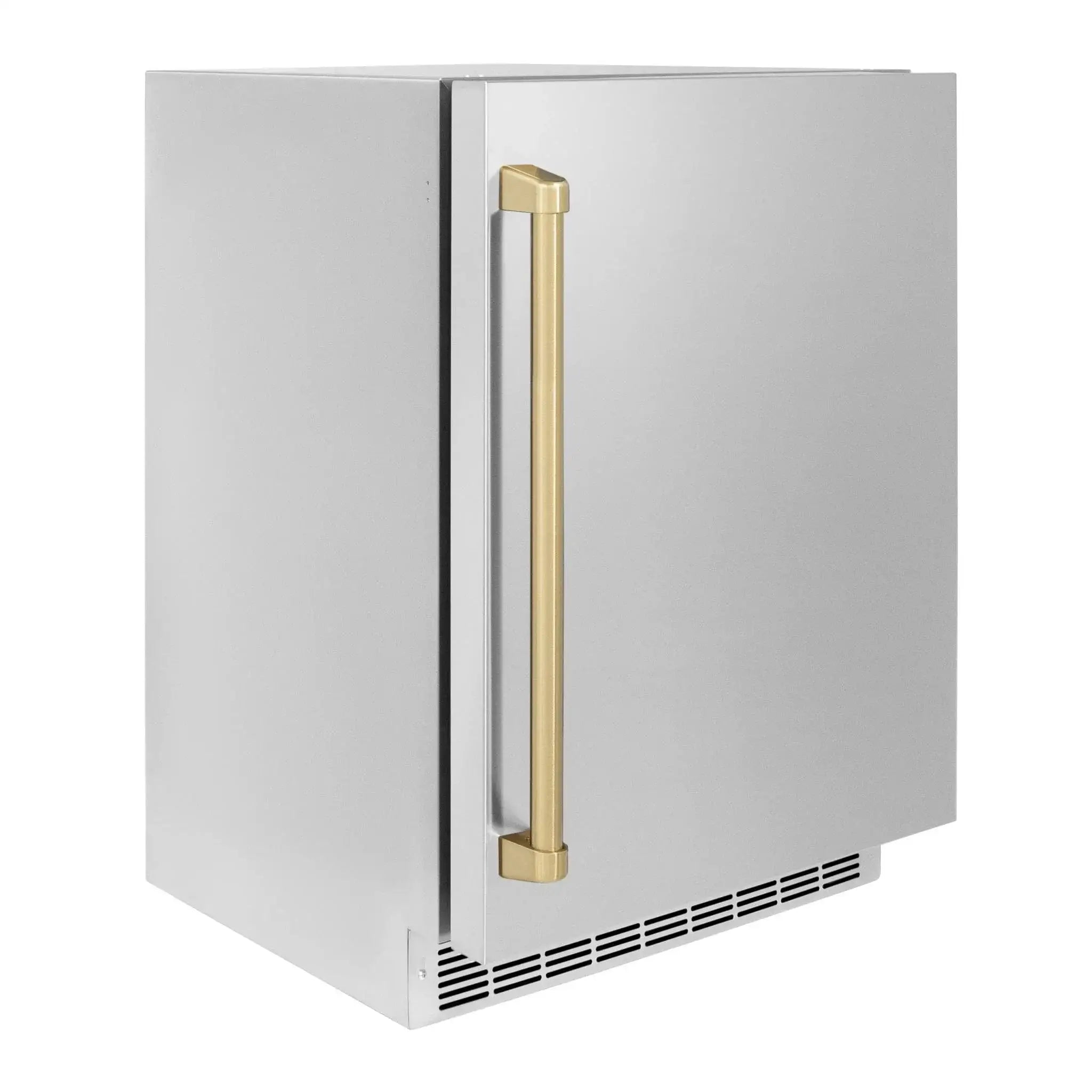 ZLINE 24 in. Touchstone Beverage Fridge, Solid Stainless Door, Champagne Bronze Handle RBSOZ-ST-24-CB by Farmhouse Kitchen and Bath