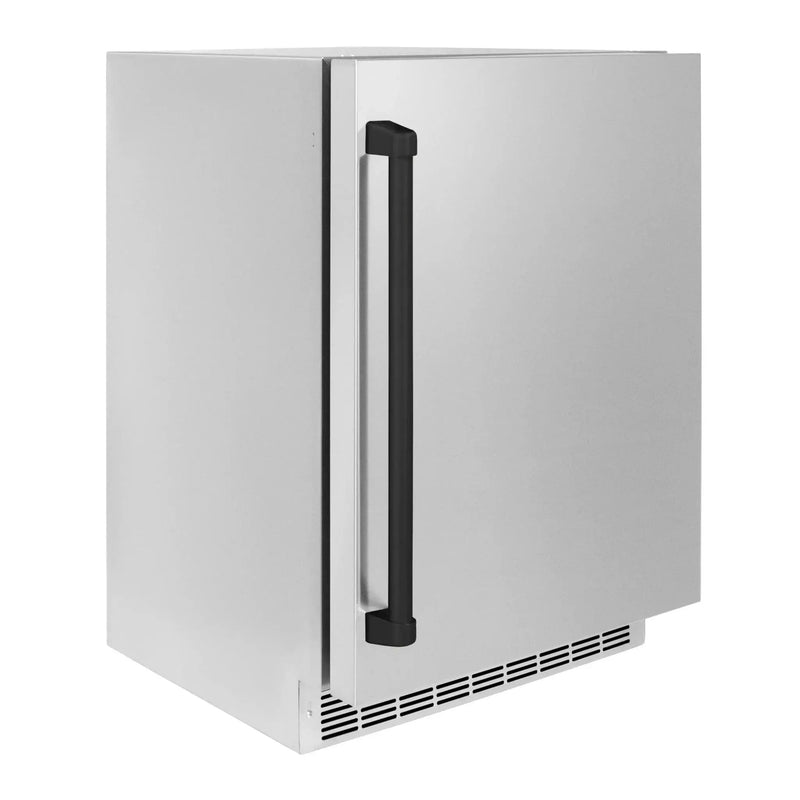 ZLINE 24 in. Touchstone Beverage Fridge, Solid Stainless Door, Matte Black Handle RBSOZ-ST-24-MB by Farmhouse Kitchen and Bath