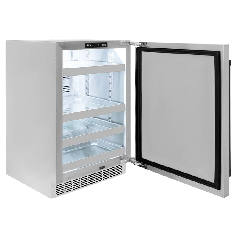 ZLINE 24 in. Touchstone Beverage Fridge, Solid Stainless Door, Matte Black Handle RBSOZ-ST-24-MB by Farmhouse Kitchen and Bath