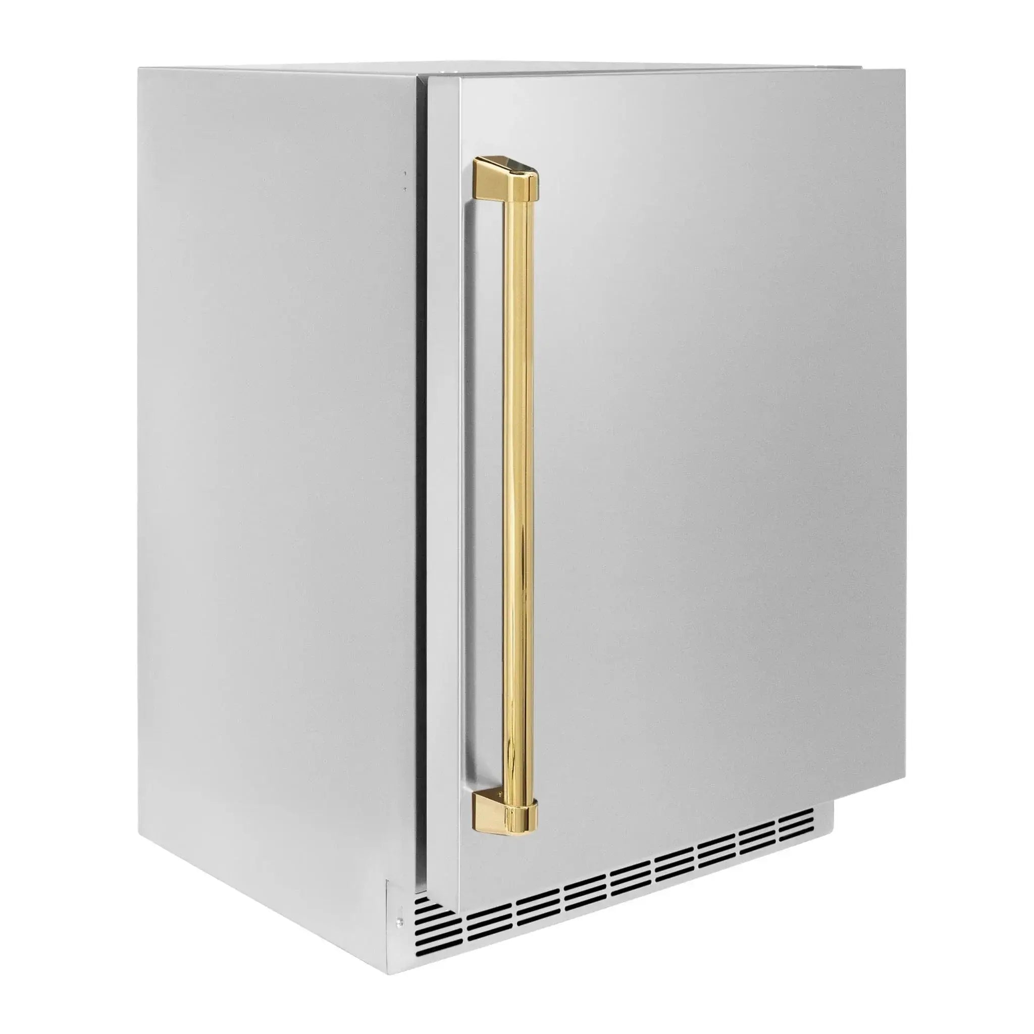 ZLINE 24 in. Touchstone Beverage Fridge, Solid Stainless Door, Polished Gold Handle RBSOZ-ST-24-G by Farmhouse Kitchen and Bath
