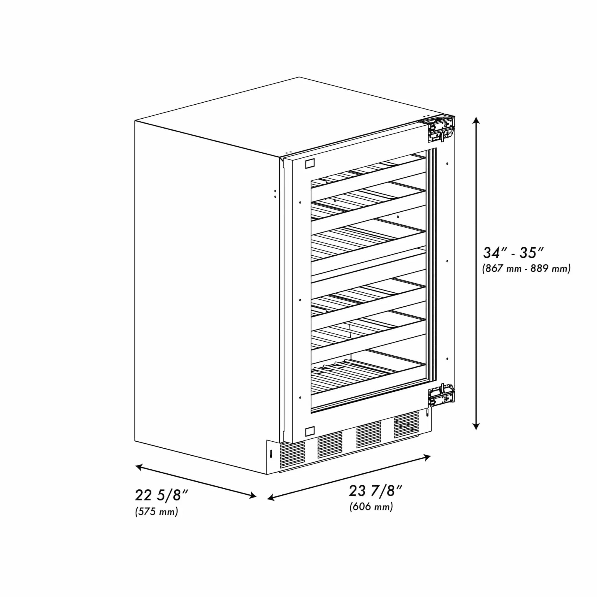 ZLINE 24 in. Touchstone Dual Zone 44 Bottle Wine Cooler With Panel Ready Glass Door RWDPO-24 by Farmhouse Kitchen and Bath