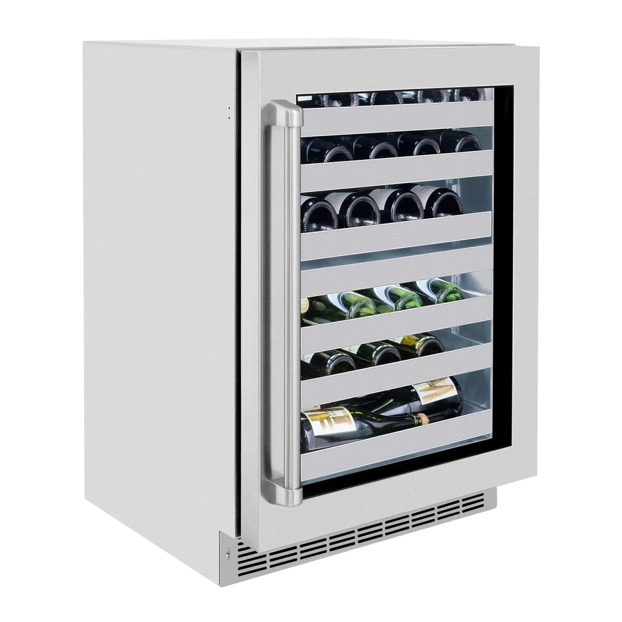 ZLINE 24 in. Touchstone Dual Zone 44 Bottle Wine Cooler With Stainless Steel Glass Door RWDO-GS-24 by Farmhouse Kitchen and Bath