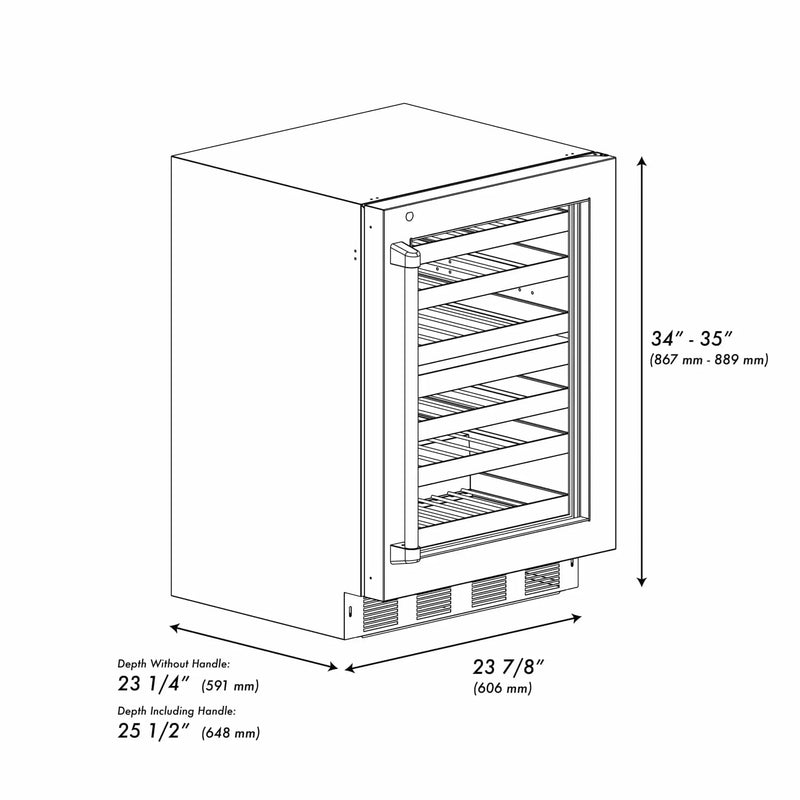 ZLINE 24 in. Touchstone Dual Zone 44 Bottle Wine Cooler With Stainless Steel Glass Door RWDO-GS-24 by Farmhouse Kitchen and Bath