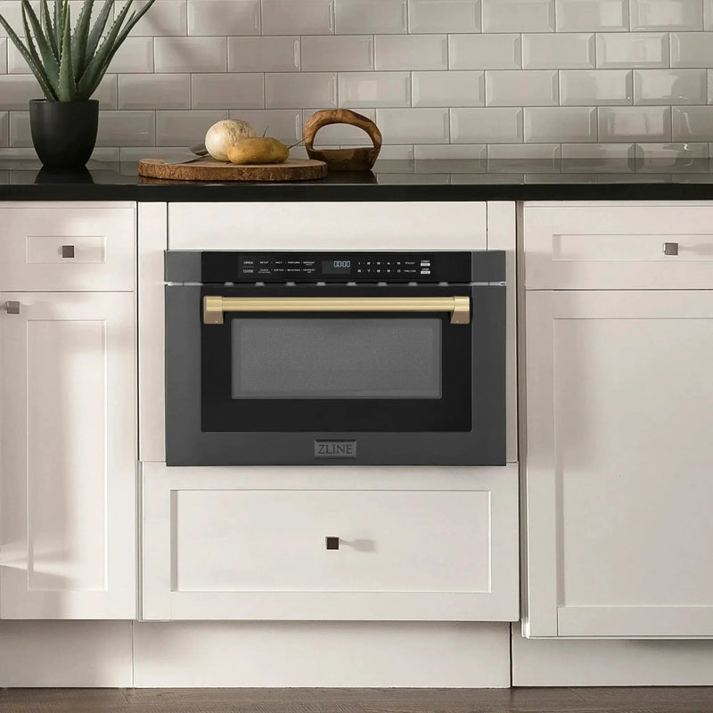 ZLINE 24" Microwave Drawer, Black Stainless, Bronze MWDZ-1-BS-H-CB by Farmhouse Kitchen and Bath