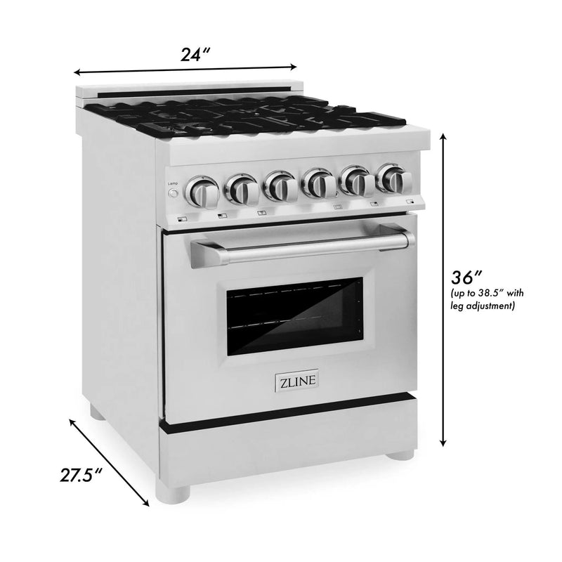 ZLINE 24" Professional Dual Fuel Range in White Matte RAS-WM-24 by Farmhouse Kitchen and Bath