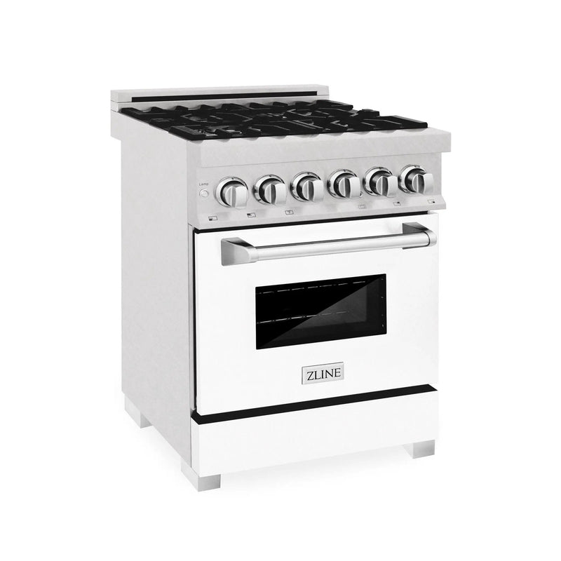 ZLINE 24" Professional Dual Fuel Range in White Matte RAS-WM-24 by Farmhouse Kitchen and Bath