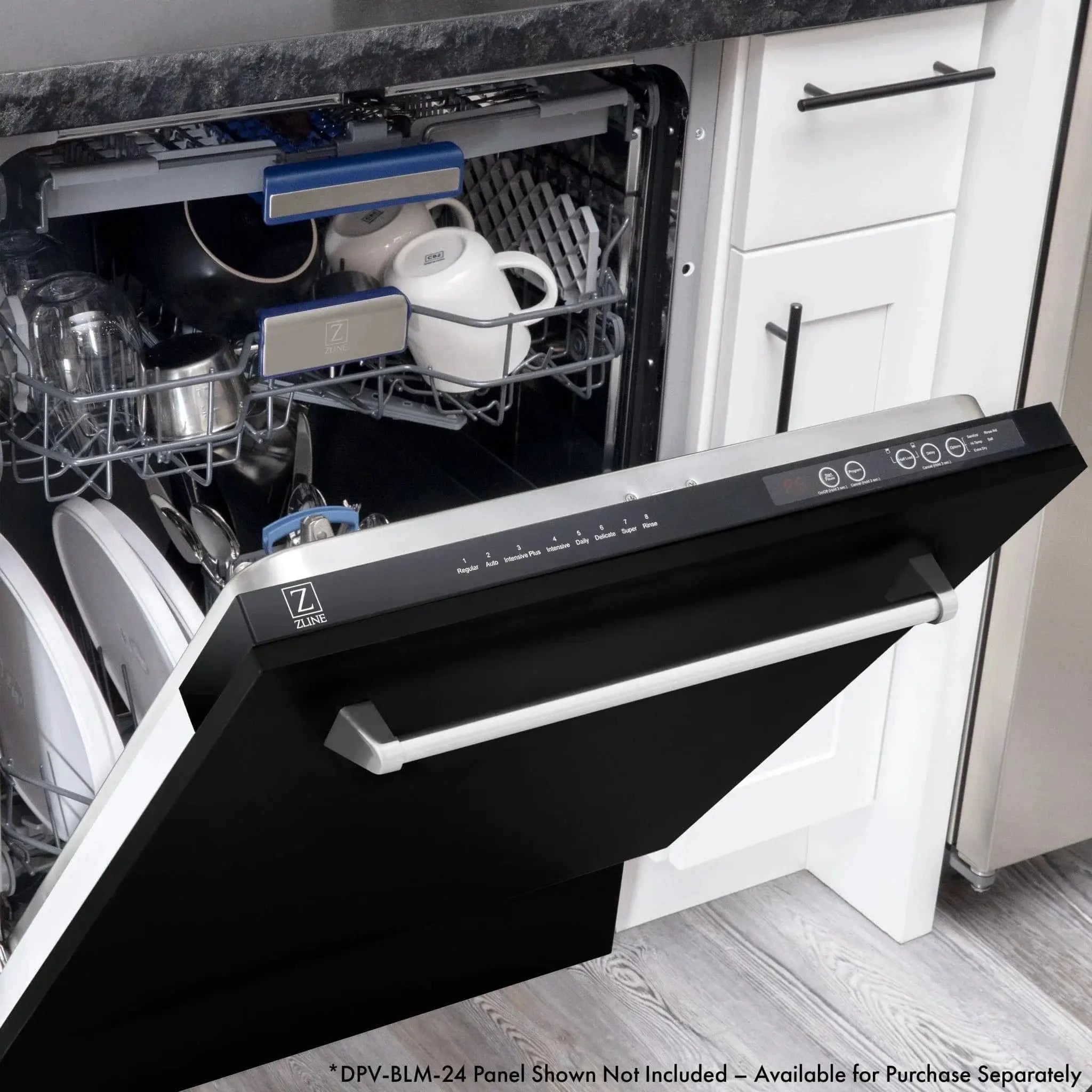 ZLINE 24" Tallac Series 3rd Rack Dishwasher Black Stainless Steel Tub DWV-BS-24 by Farmhouse Kitchen and Bath