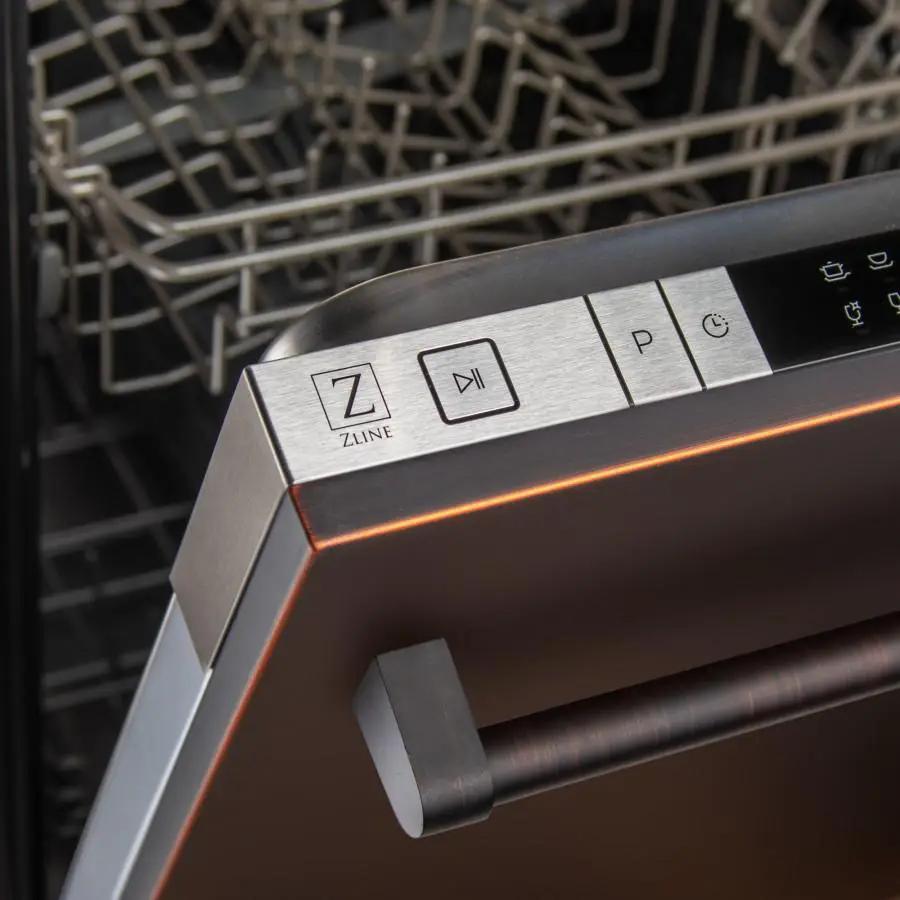 ZLINE 24" Top Control Dishwasher, Stainless Steel Tub, DW-ORB-H-24 by Farmhouse Kitchen and Bath