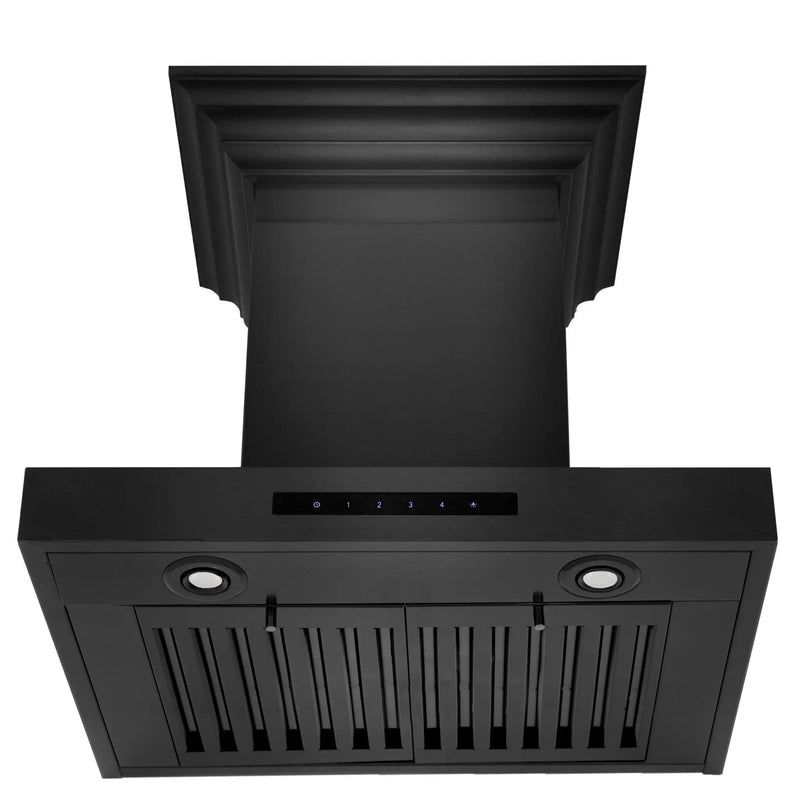 ZLINE 24" Wall Range Hood, Black Stainless, with Crown, BSKENCRN-24 by Farmhouse Kitchen and Bath