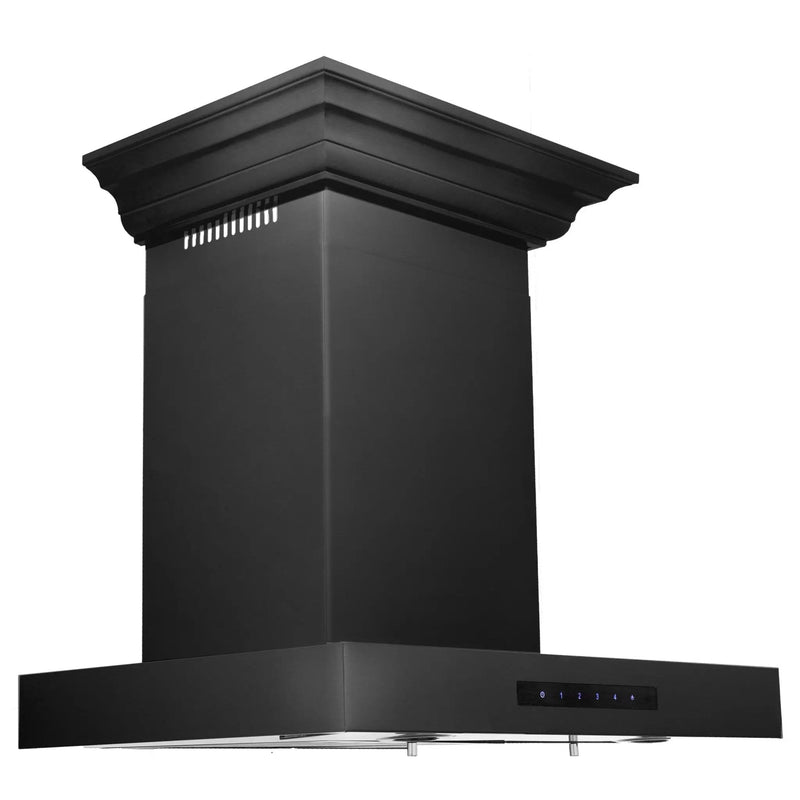 ZLINE 24" Wall Range Hood, Black Stainless, with Crown, BSKENCRN-24 by Farmhouse Kitchen and Bath