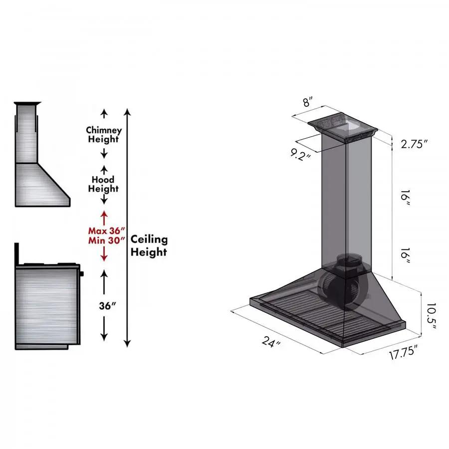 ZLINE 24" Wall Range Hood, Built-in CrownSound® Bluetooth Speakers, KBCRN-BT-24 by Farmhouse Kitchen and Bath