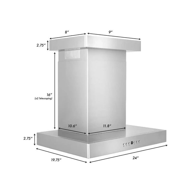 ZLINE 24" Wall Range Hood, Stainless Steel, Crown Molding, KECRN-24 by Farmhouse Kitchen and Bath