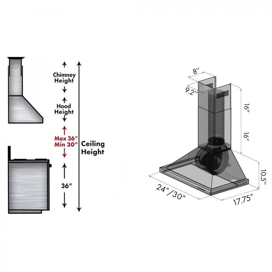 ZLINE 24" Wall Range Hood, Stainless Steel, KB-24 by Farmhouse Kitchen and Bath