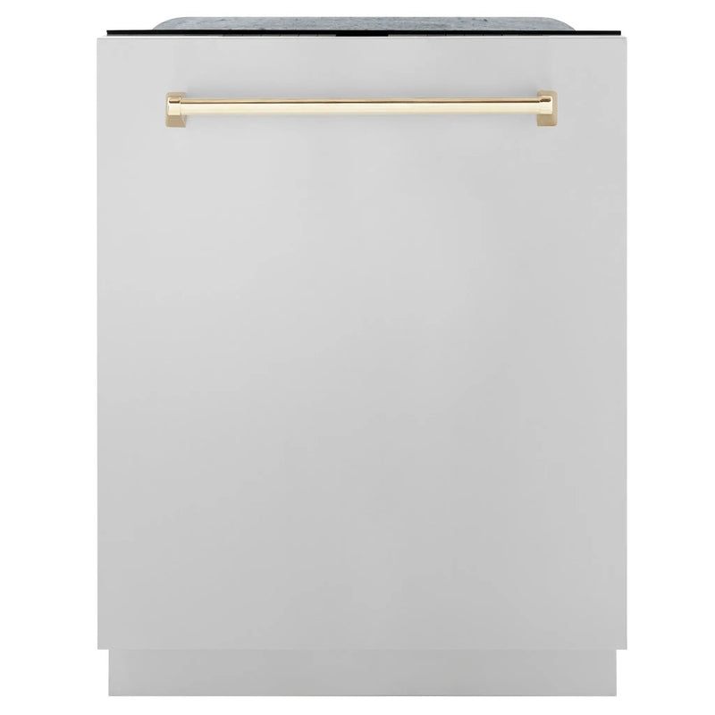 ZLINE 24"Autograph Dishwasher, Stainless, Accent Handle, DWMTZ-304-24-G by Farmhouse Kitchen and Bath