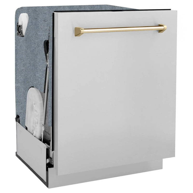 ZLINE 24"Autograph Dishwasher, Stainless, Accent Handle, DWMTZ-304-24-G by Farmhouse Kitchen and Bath