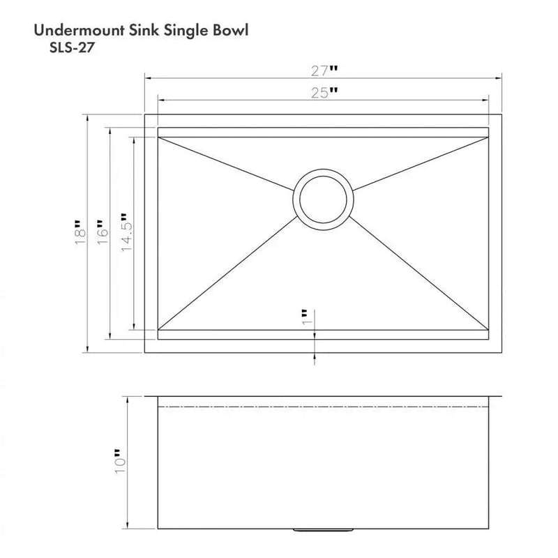 ZLINE 27" Undermount Single Bowl Ledge Sink DuraSnow, SLS-27S by Farmhouse Kitchen and Bath