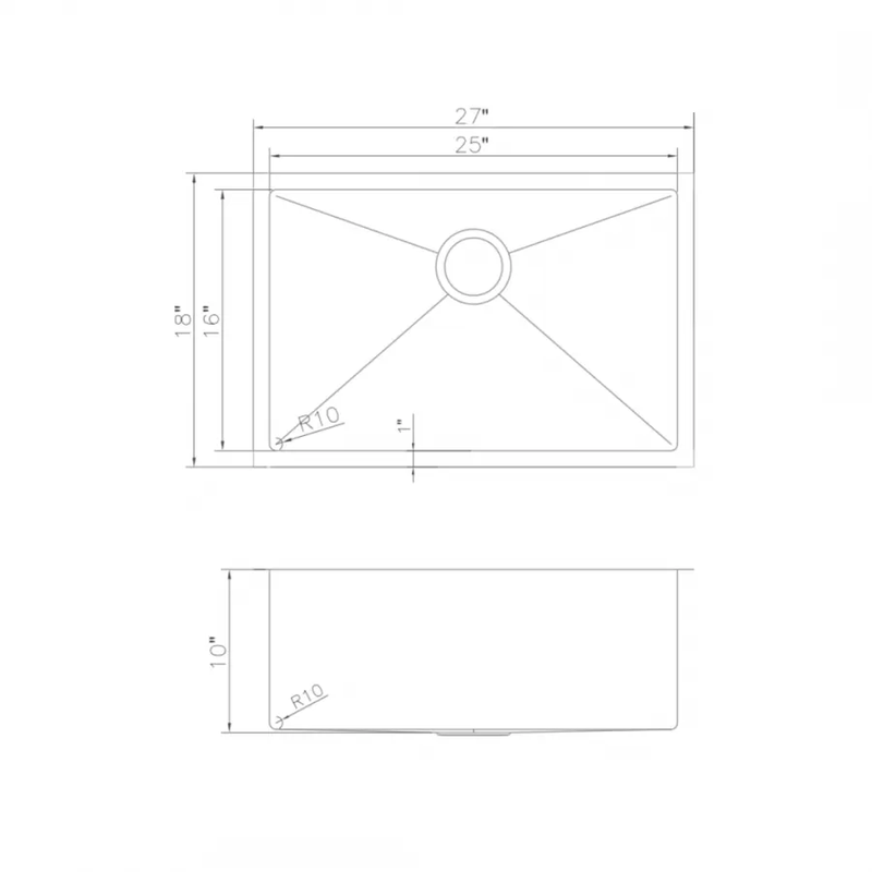 ZLINE 27" Undermount Single Bowl Sink in Stainless Steel, SRS-27 by Farmhouse Kitchen and Bath