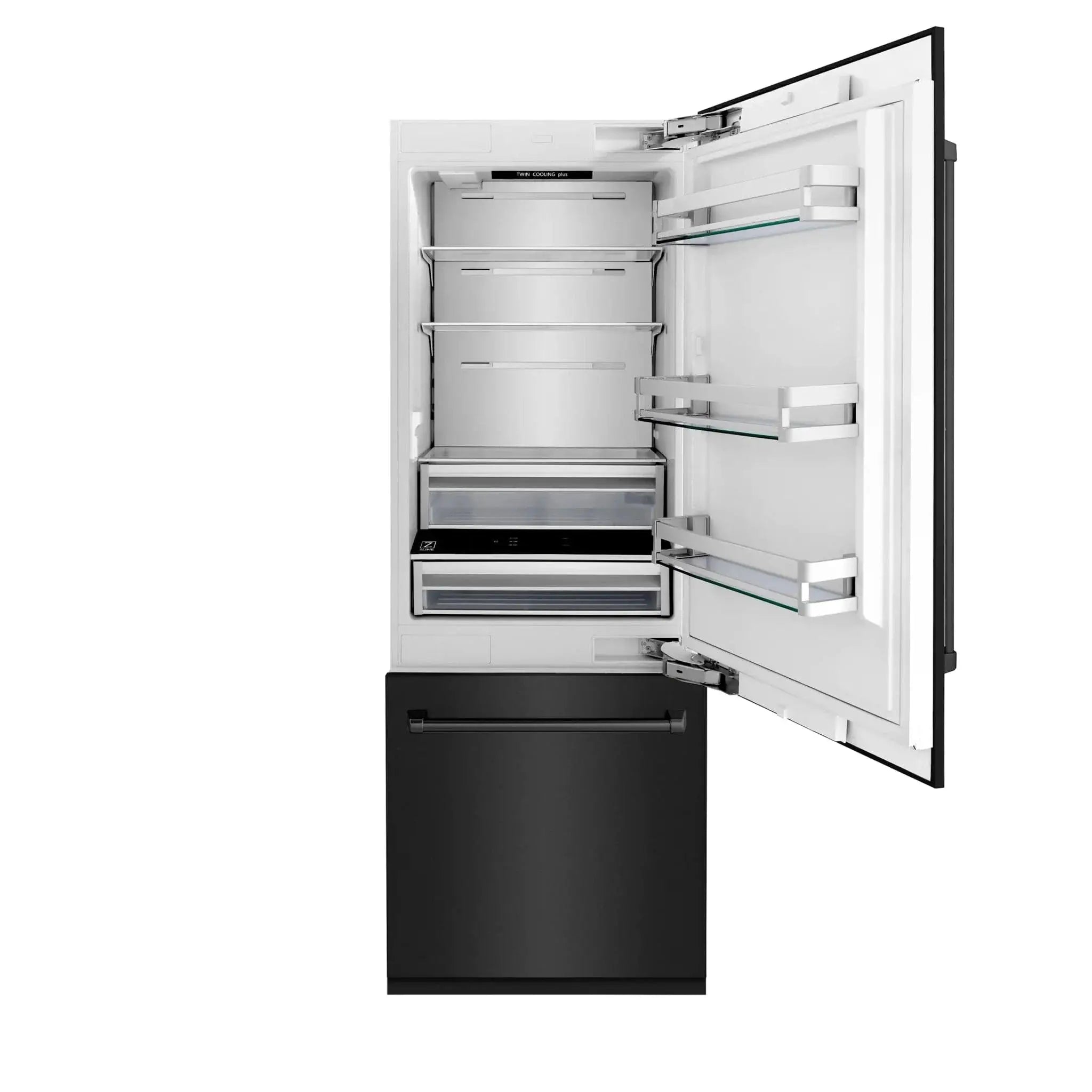 ZLINE 30" 16.1 cu. ft. Built-In 2-Door Bottom Freezer Refrigerator with Internal Water and Ice Dispenser in Black Stainless Steel-RBIV-BS-30 by Farmhouse Kitchen and Bath
